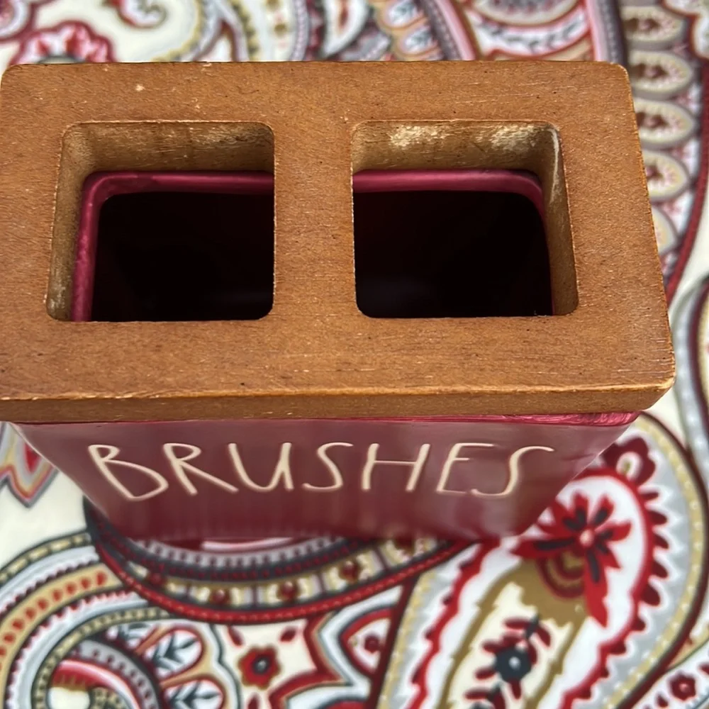 New Rae Dunn Burgundy Bathroom Toiletries 4 Piece Accessories Set